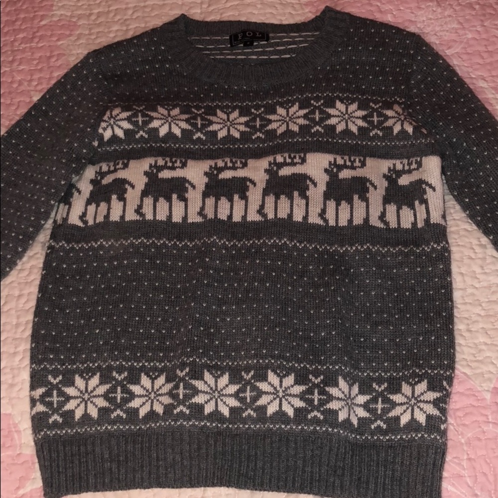 Gray and White Christmas Sweater